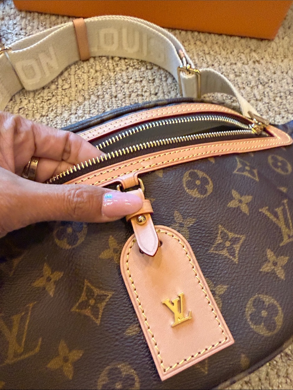 Louis Vuitton Monogram Canvas Belt Bag in Brown with Tan Trim - Picture 3 of 4